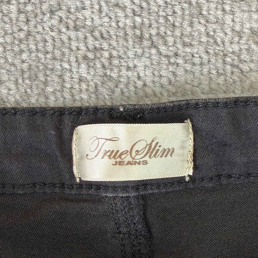 TrueSlim Jeans Black Skinny Womens 8 Mid Rise Capri Cuffed Straight Leg Crop - Picture 9 of 10